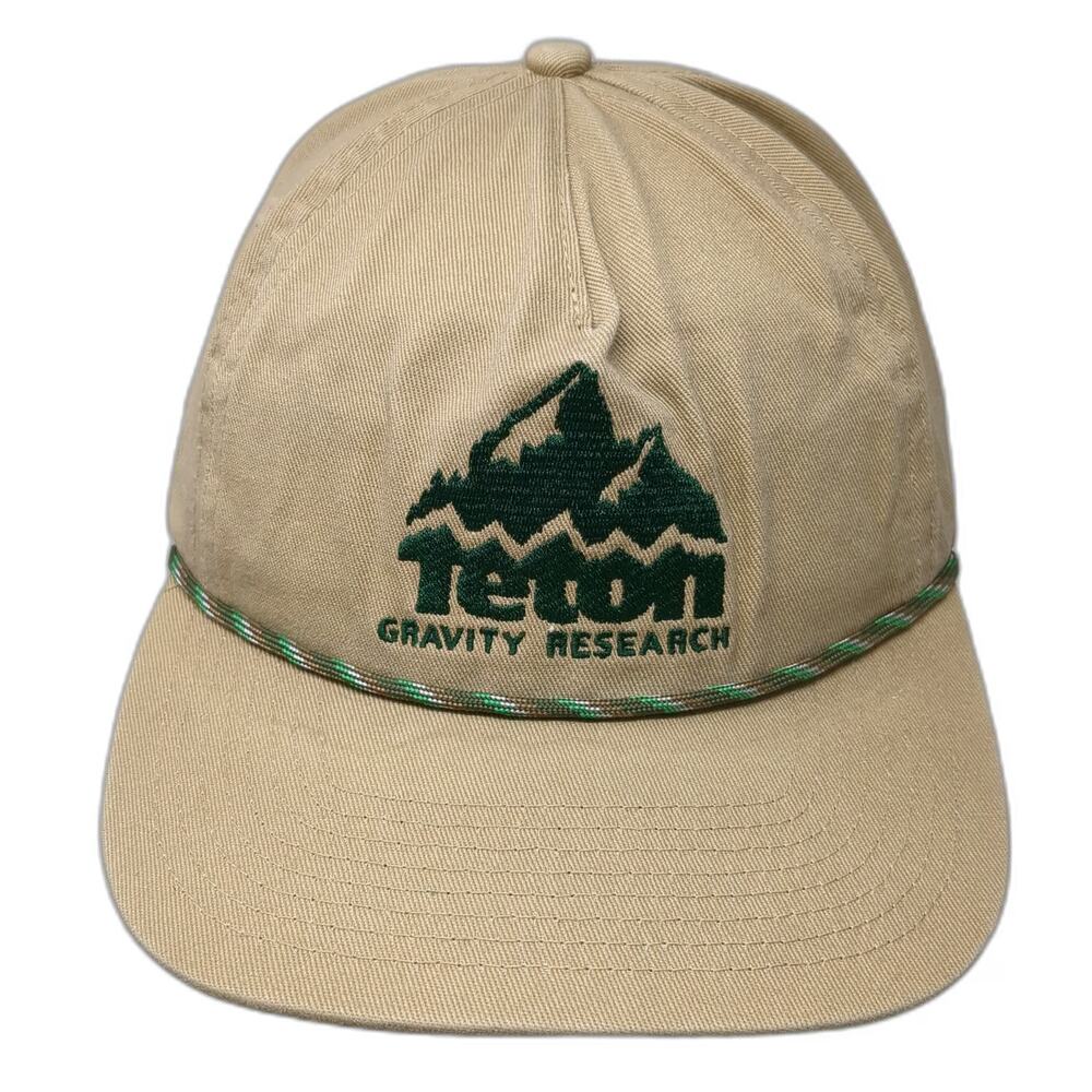 Teton Gravity Research 5 Panel Beige One Size Snapback Mountain Rope Cord Hat